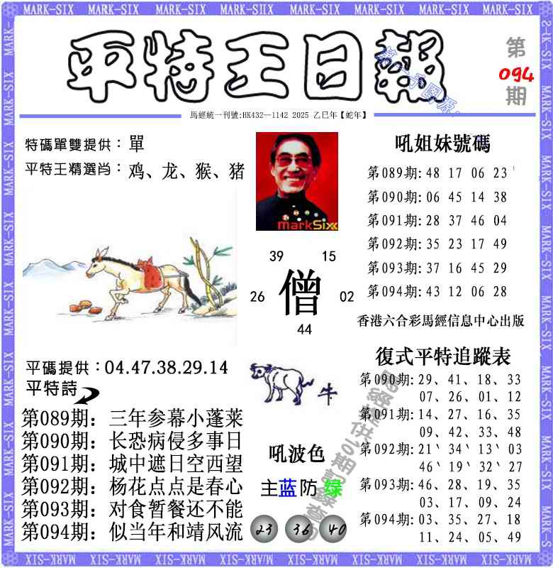 六合彩094期平特王日报（荐）