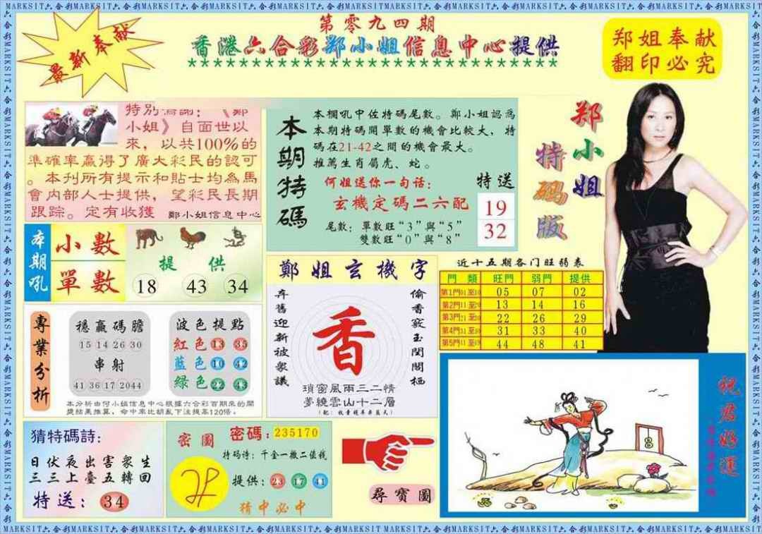 六合彩094期郑小姐特码报A