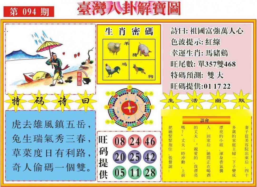 六合彩094期台湾八卦解宝图