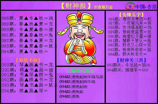 六合彩094期紫财神