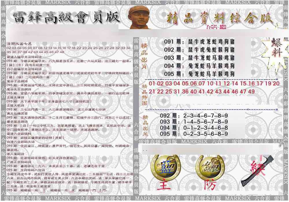 六合彩095期雷锋资料综合版