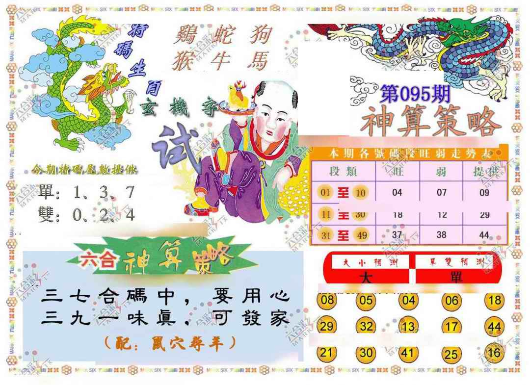 六合彩095期神算策略