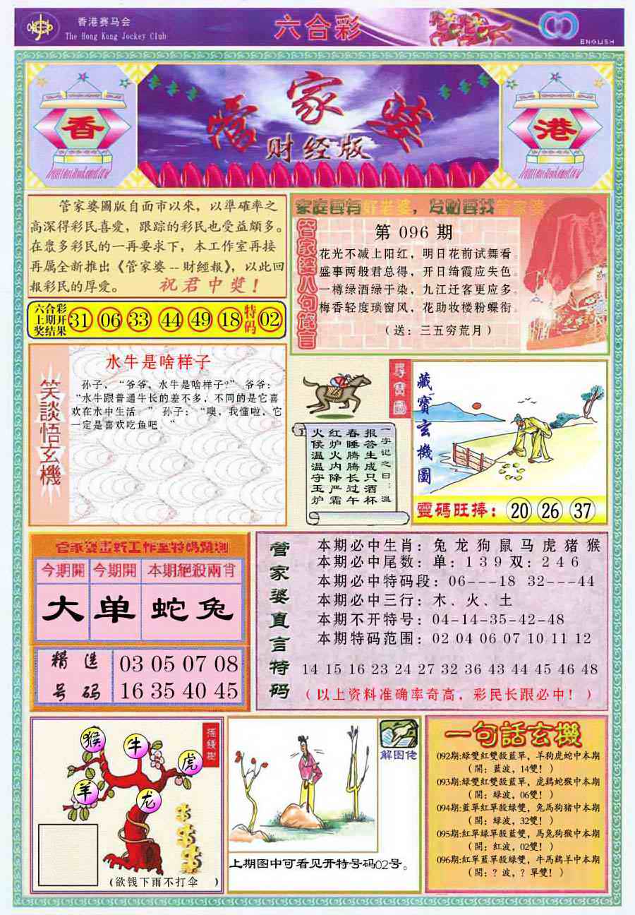 六合彩096期管家婆财经版
