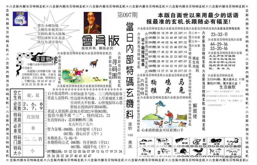 六合彩097期当日特码玄机报