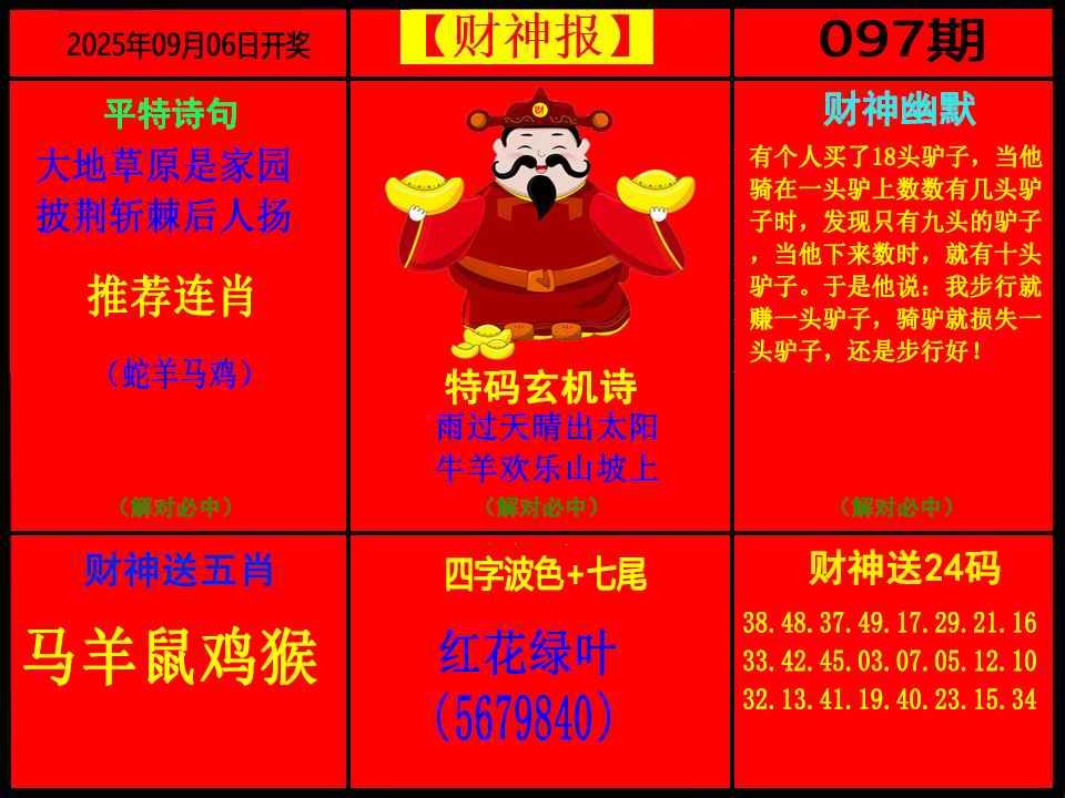 六合彩097期财神报