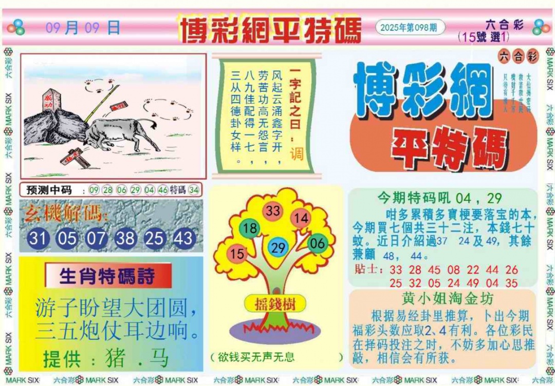 六合彩098期博彩网平特报记录