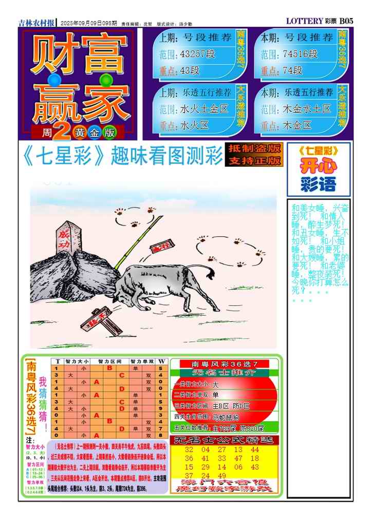六合彩098期七星彩图(高清)A