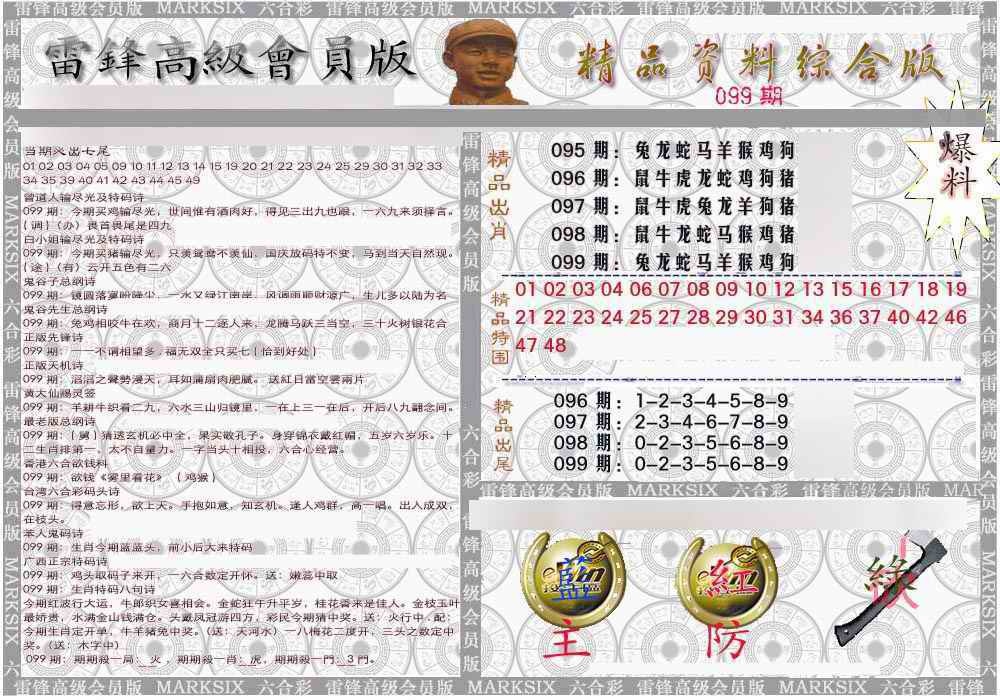 六合彩099期雷锋资料综合版