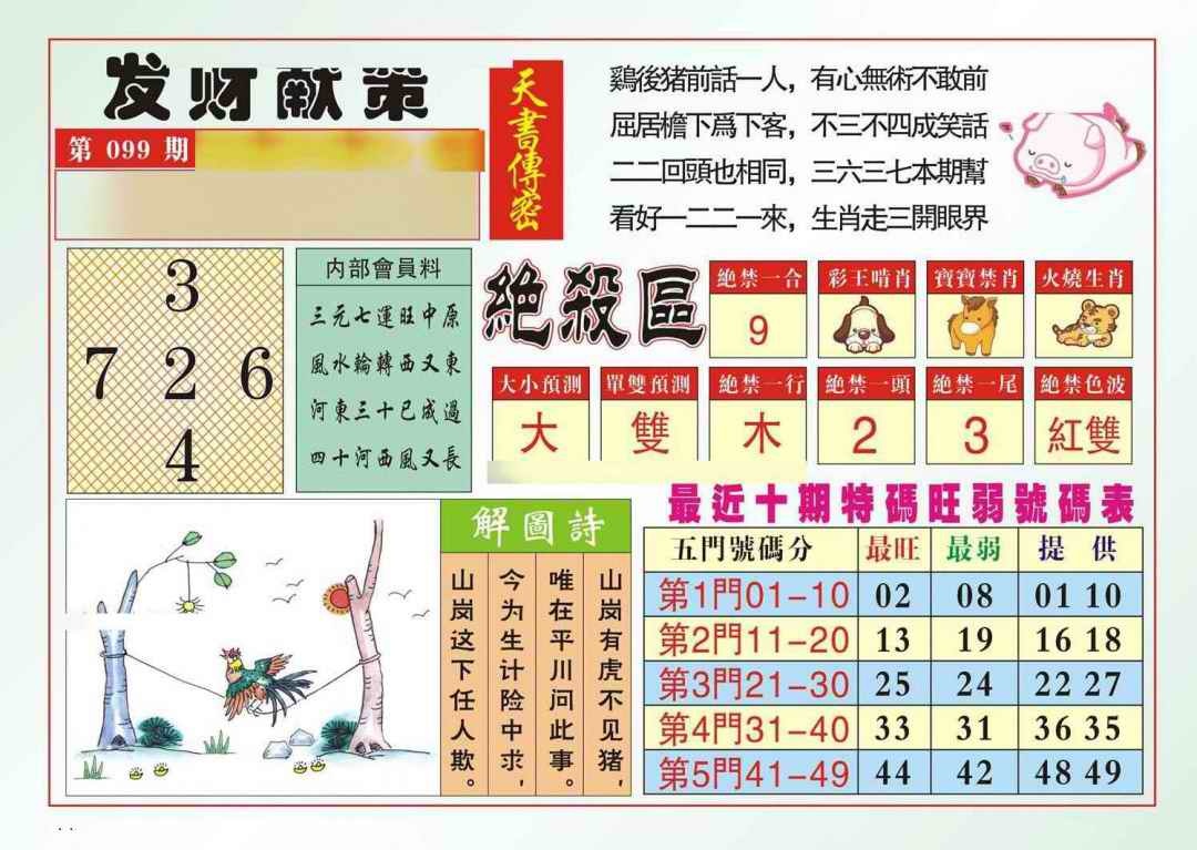 六合彩099期发财献策