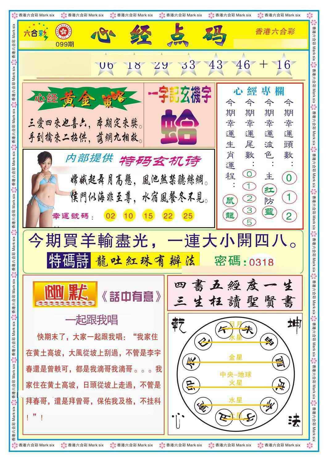 六合彩099期心经点码b（新图）