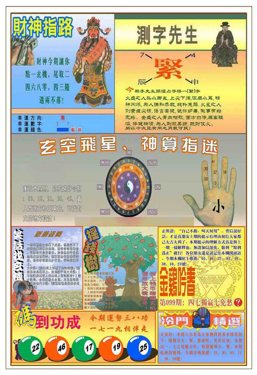 六合彩099期(新版)四柱预测B