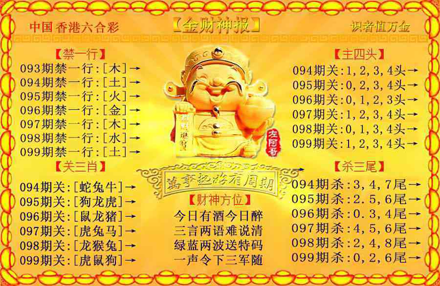 六合彩099期金财神